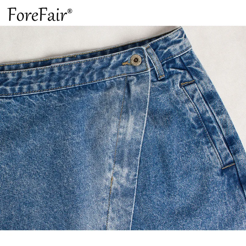 Женские джинсы с высокой талией Forefair синяя повседневная юбка средней длины