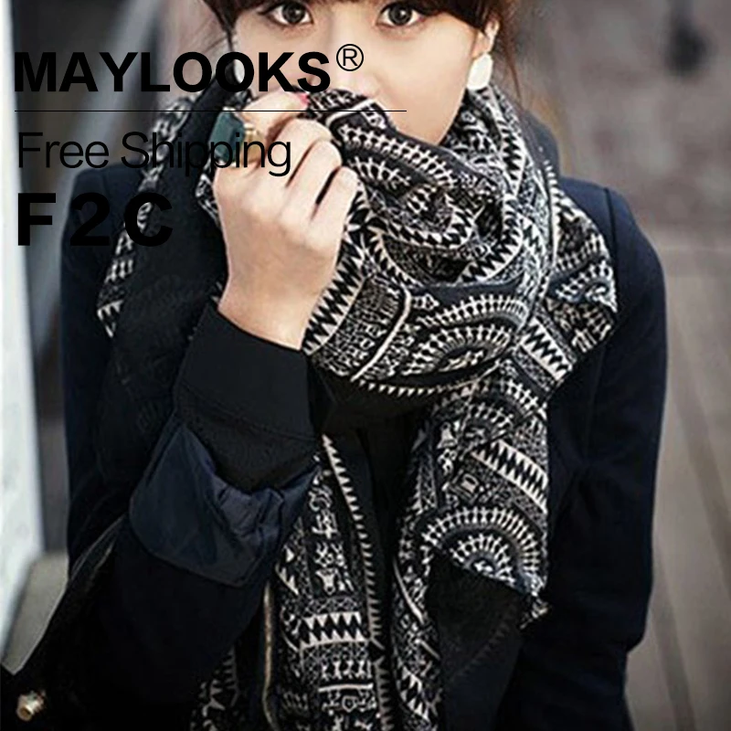 2018 зимний шарф Maylooks новинка 80*170 см шарфы с принтом шаль для женщин головной убор