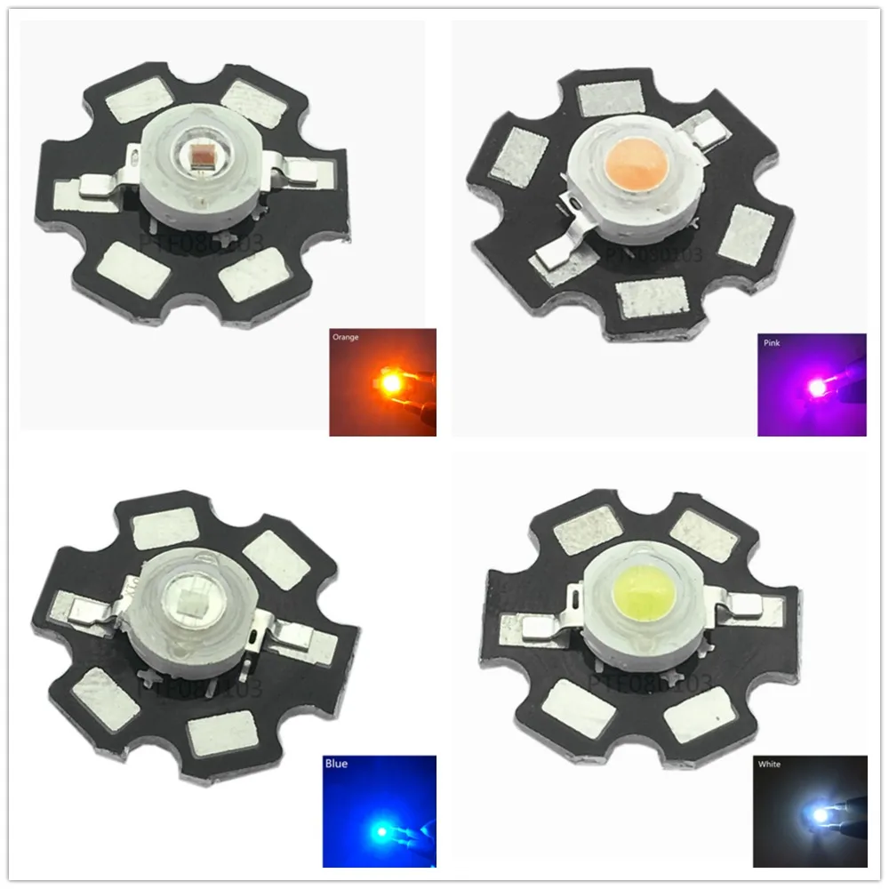 

50pcs 1W 3W High Power warm white/cool white/natural white/red/green/Blue/Royal blue/660/UV/IR850/940 LED with 20mm star PCB