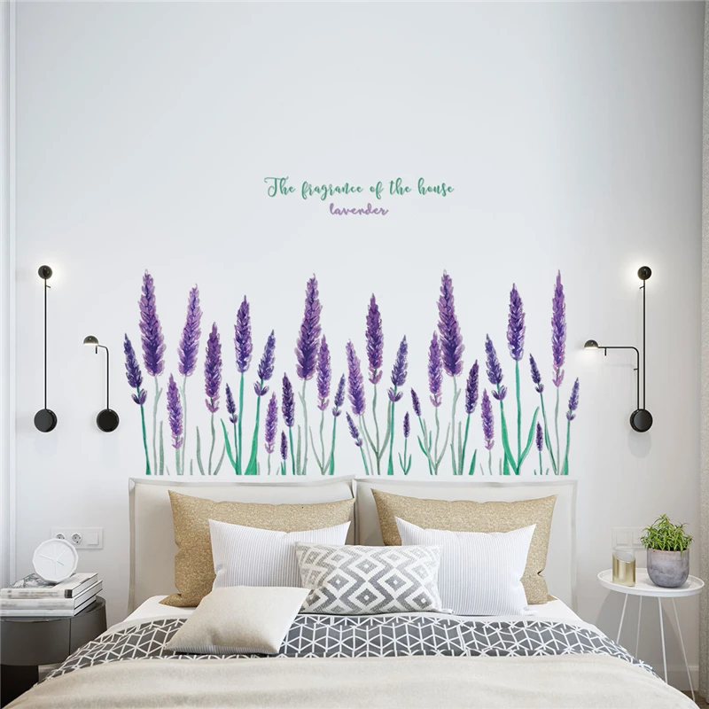 Tofok Violet Lavender Creative Wall Stickers Skirting Line Decals Living Room Setting Wall Stickers PVC Removable High Quality