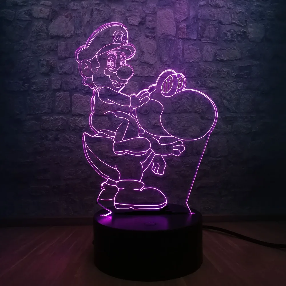 Новинка мультяшный 3D Марио Йоши светодиодный USB светильник многоцветный ночник