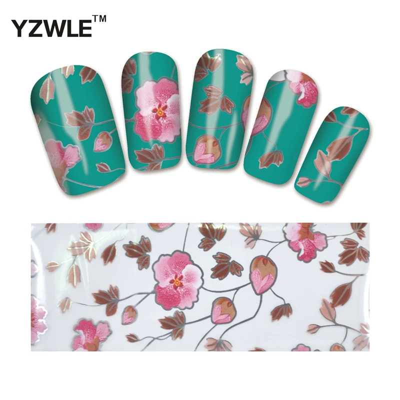 YZWLE 10 Конструкции Nail Art Полный Советы Обертывания DIY Ногтей Передача Фольги
