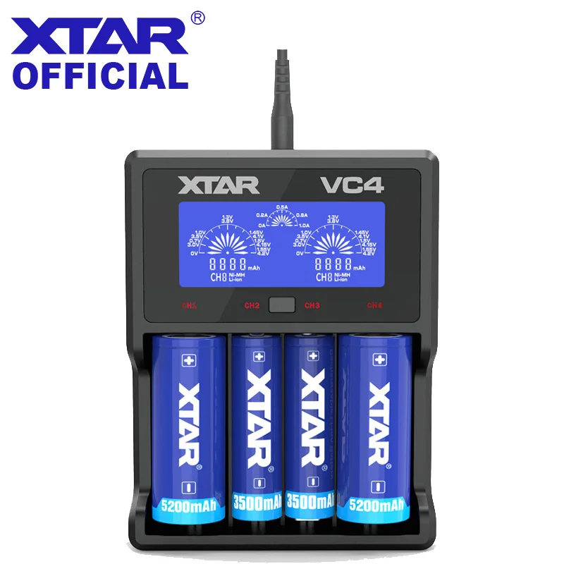 

XTAR Battery Charger VC4S VC2 VC4 VC2S VC8 18650 Charger For 14650 18350 18490 18500 18700 26650 22650 20700 21700 18650 Battery