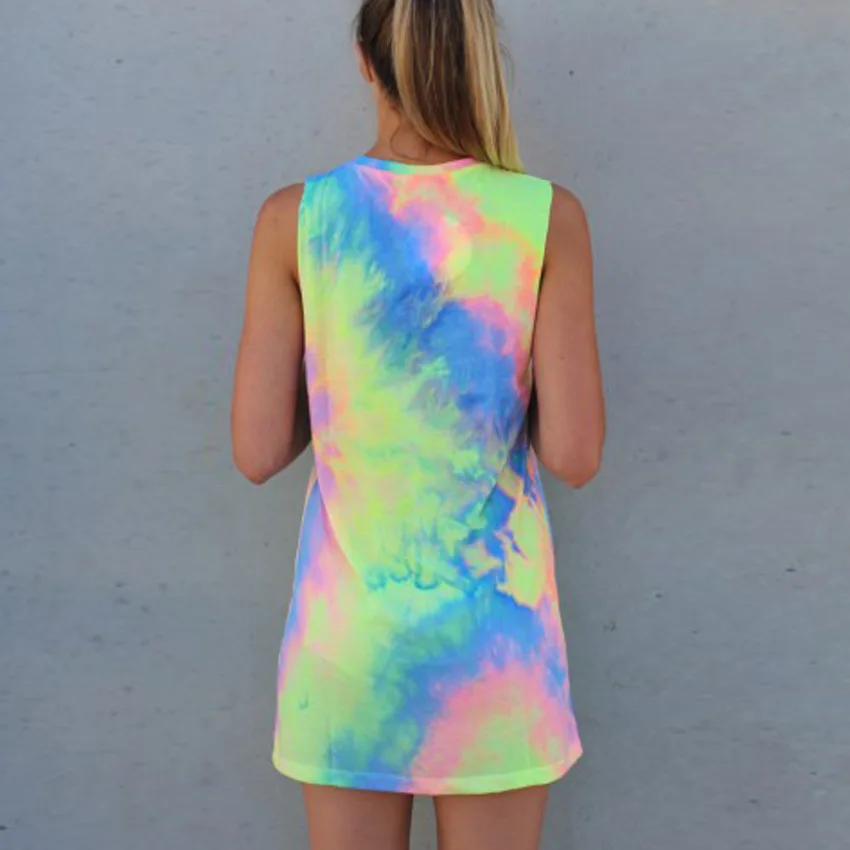 Женское винтажное платье-парео повседневное пляжное мини-платье с о-вырезом без