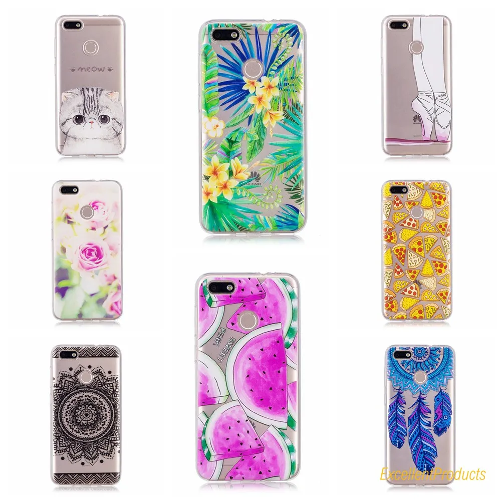 For Coque Huawei P9 Lite mini Soft TPU Silicone Cover Flamingos leaf flowers cat Printed Cases Phone case |
