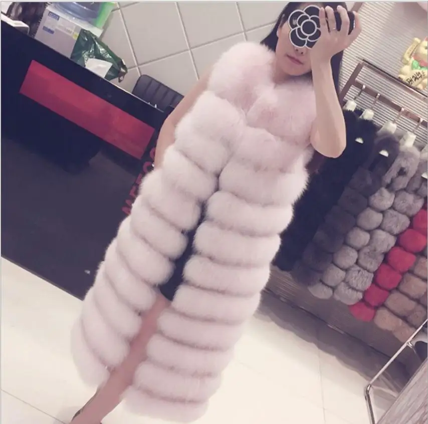 &quotS/4Xl женский зимний осенний Длинный жилет из искусственного лисьего меха