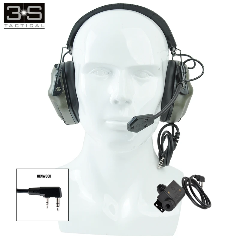 Opsmen earmor пневматический M32 наушники с микрофоном для военная Униформа Airsoft Связь и M51 PTT Kenwoo телефон Motorol 2-полосная версия - Цвет: FG-KEN