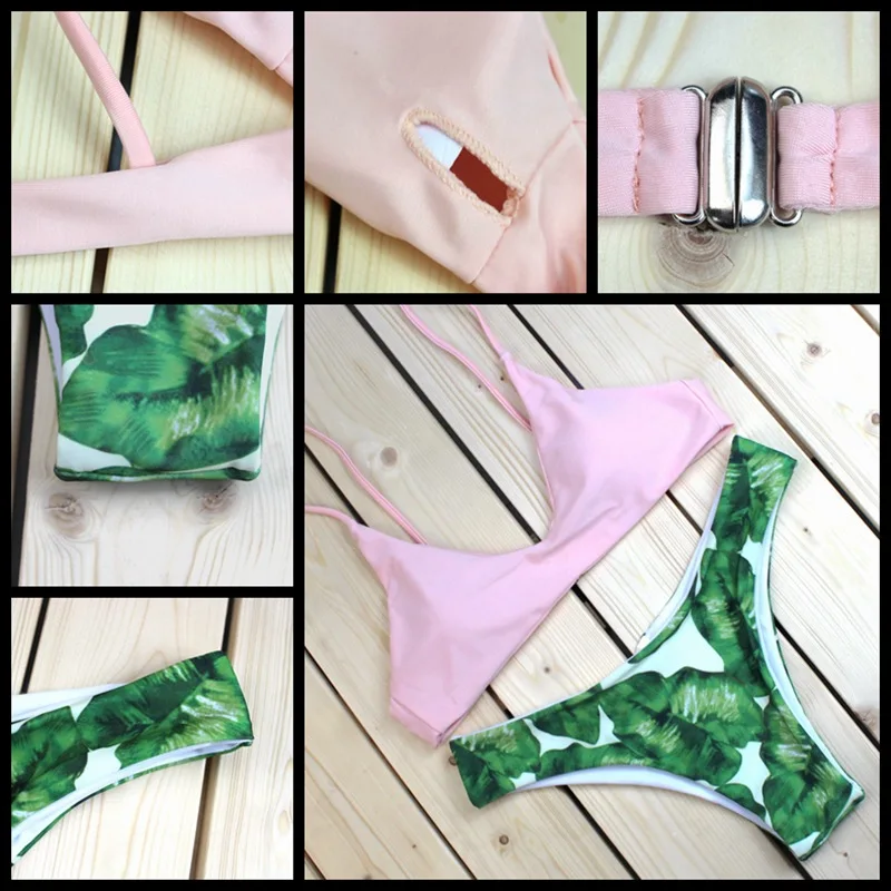 Yeapook зелени повязку комплект бикини бразильский стринги купальник Для женщин