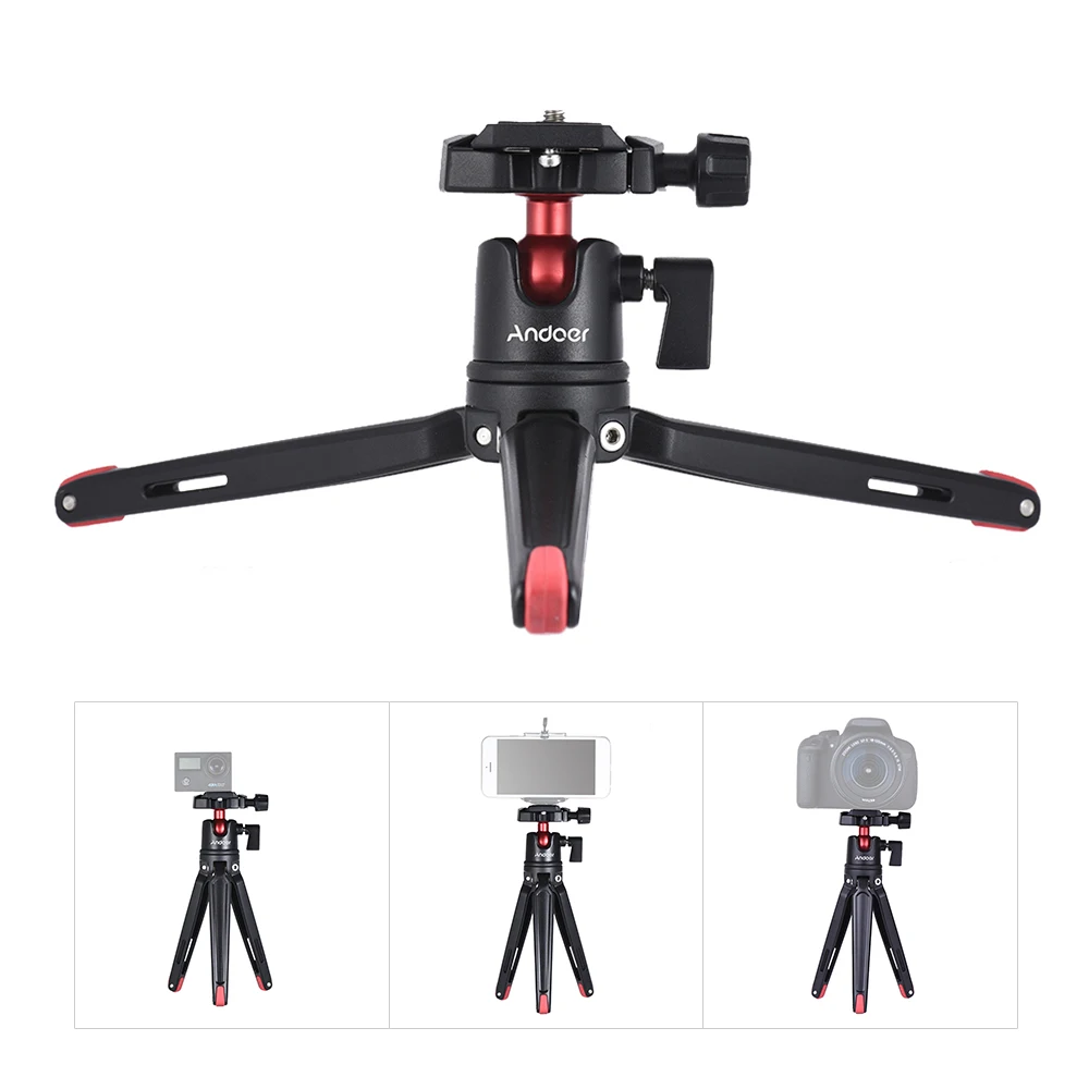 Andoer Мини Портативный Настольный Штатив для путешествий с шаровой головкой GoPro 5