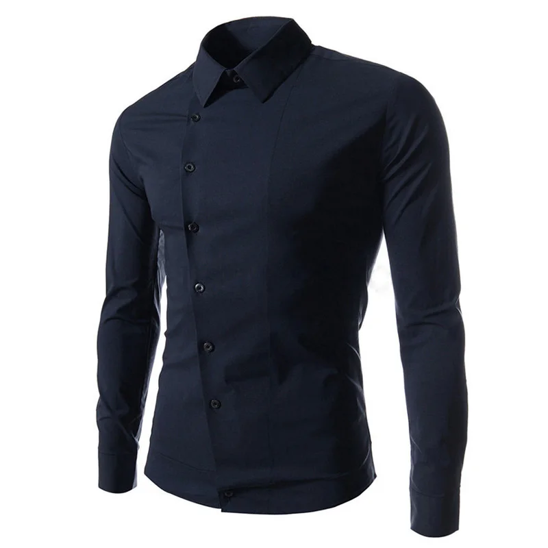 Модная одежда для отдыха весна-осень 2020 Мужская рубашка с диагональной пряжкой