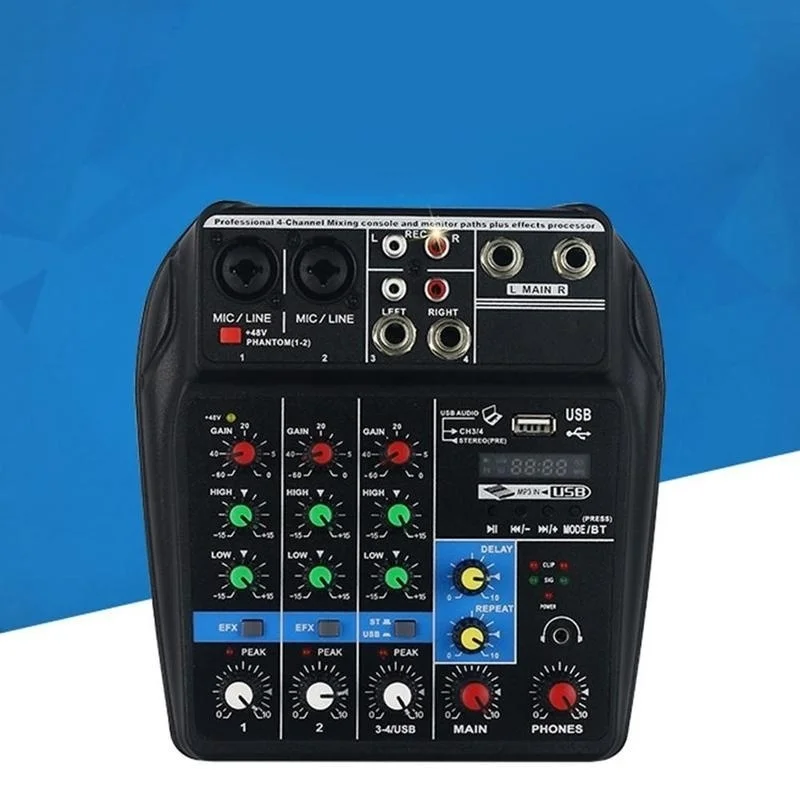 Усилитель звукового микшера Mini USB Amp плата Bluetooth 48 В фантомное питание 4 канала для
