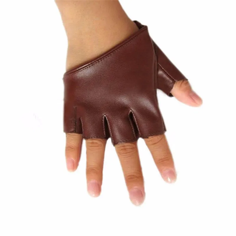 Режим Frauen PU-lederne Для женщин панк Halb ладони палец вождения дакнинг Anzeigen Handschuhe H8