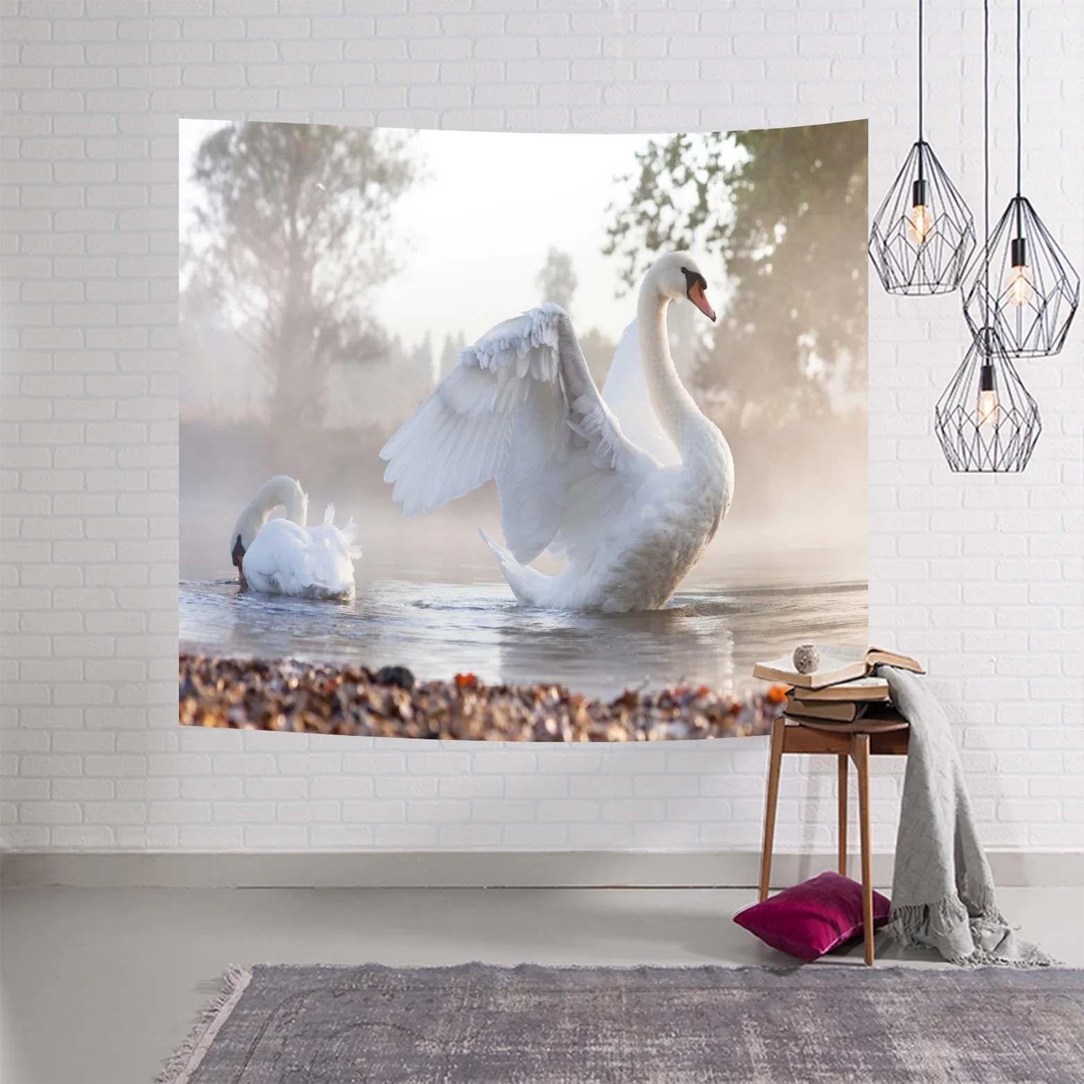 C Geometry Tapestry Animal Tiger cloth Wall Hanging Beach Round 3d Animal Lion Tapestry decorative blanket 150x130 Bedroom Large - Цвет: C