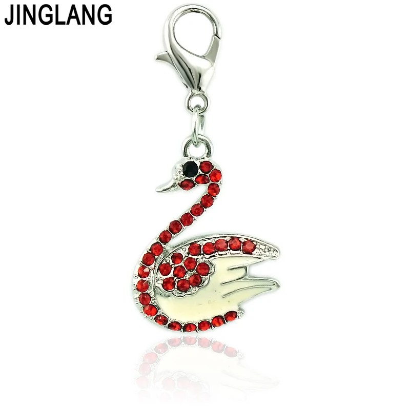 JINGLANG Модные животные Омар застежка Подвески Висячие Стразы Эмаль Лебедь DIY для