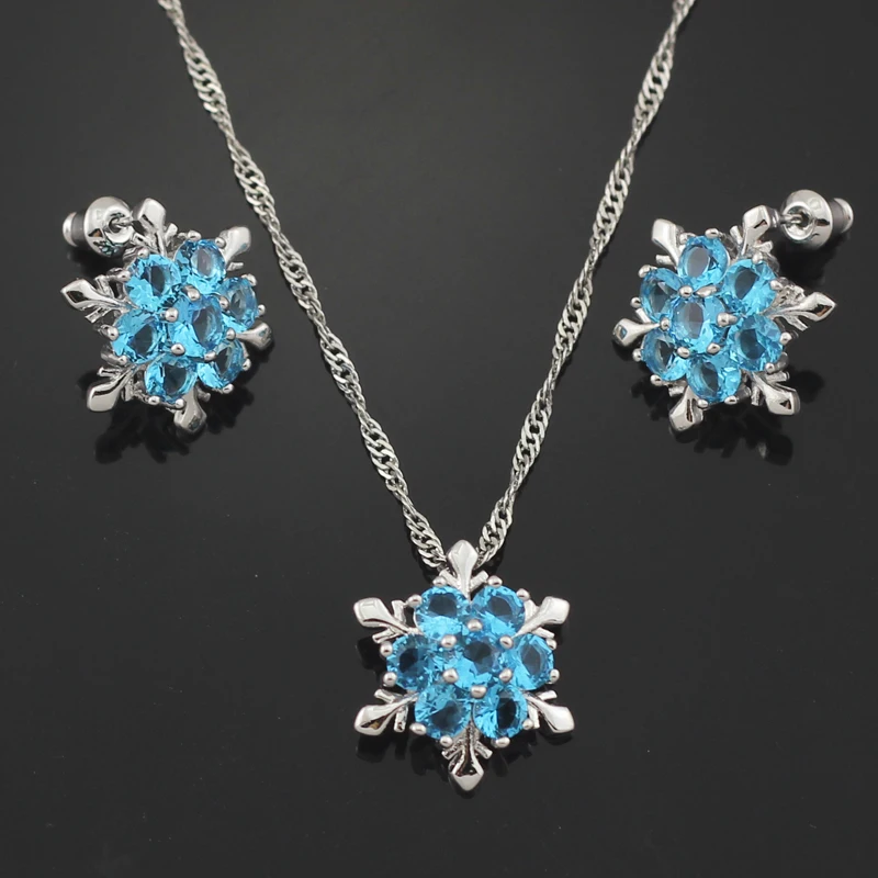 Женские Ювелирные наборы HAIMIS с синим камнем и серебряной цепочкой серьги