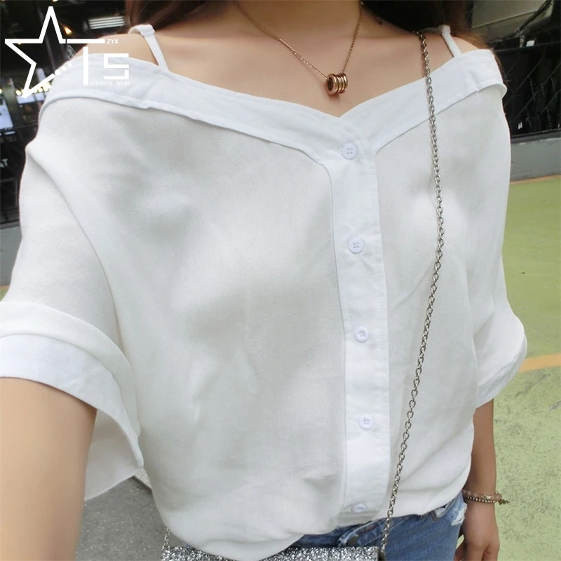 Мерцают Звезды Новые Обычные Моды Случайные Halfsleeved Шифон Блузка Женские Летние |