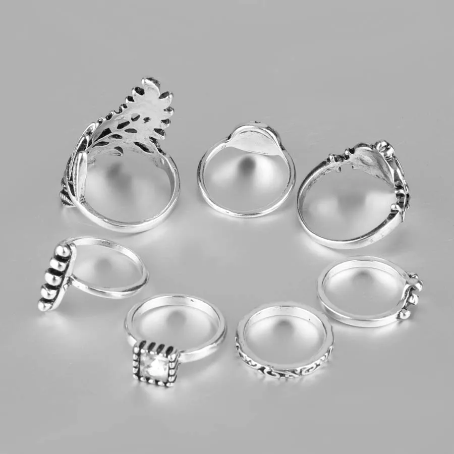 Kinel роскошные черные эмалированные кольца на суставе пальцев для женщин 7 шт./шт.