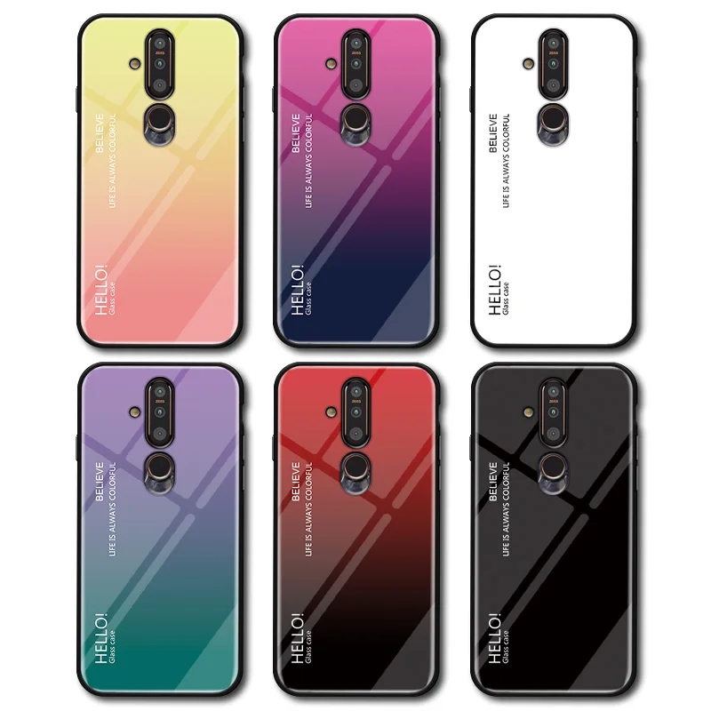 Роскошный градиентный стеклянный чехол для телефона Nokia X71 силиконовый Жесткий