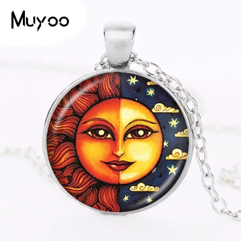 Ожерелье Sun God & Moon кулон на День и ночь Yin Yang космическое ювелирное изделие