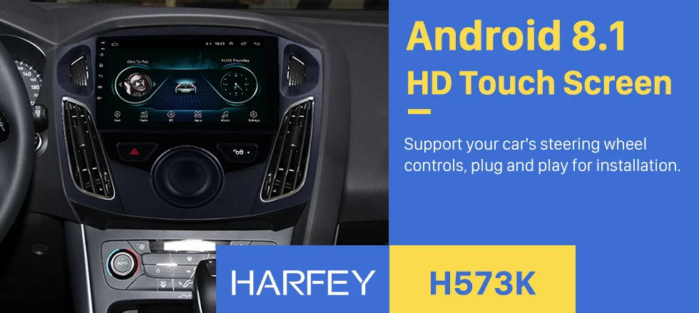 Harfey Android 8,1 gps навигационное радио для 2011 2012- Ford Focus Автомобильный мультимедийный плеер с " сенсорным экраном Зеркало Ссылка DAB