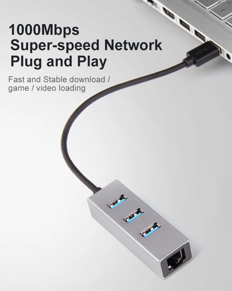 Ofccom USB 3,0 Hub Ethernet сетевой адаптер 3 Порты USB 3,0 концентратор для RJ45 Lan 10/100/1000 м сетевая карта для Macbook оконные рамы