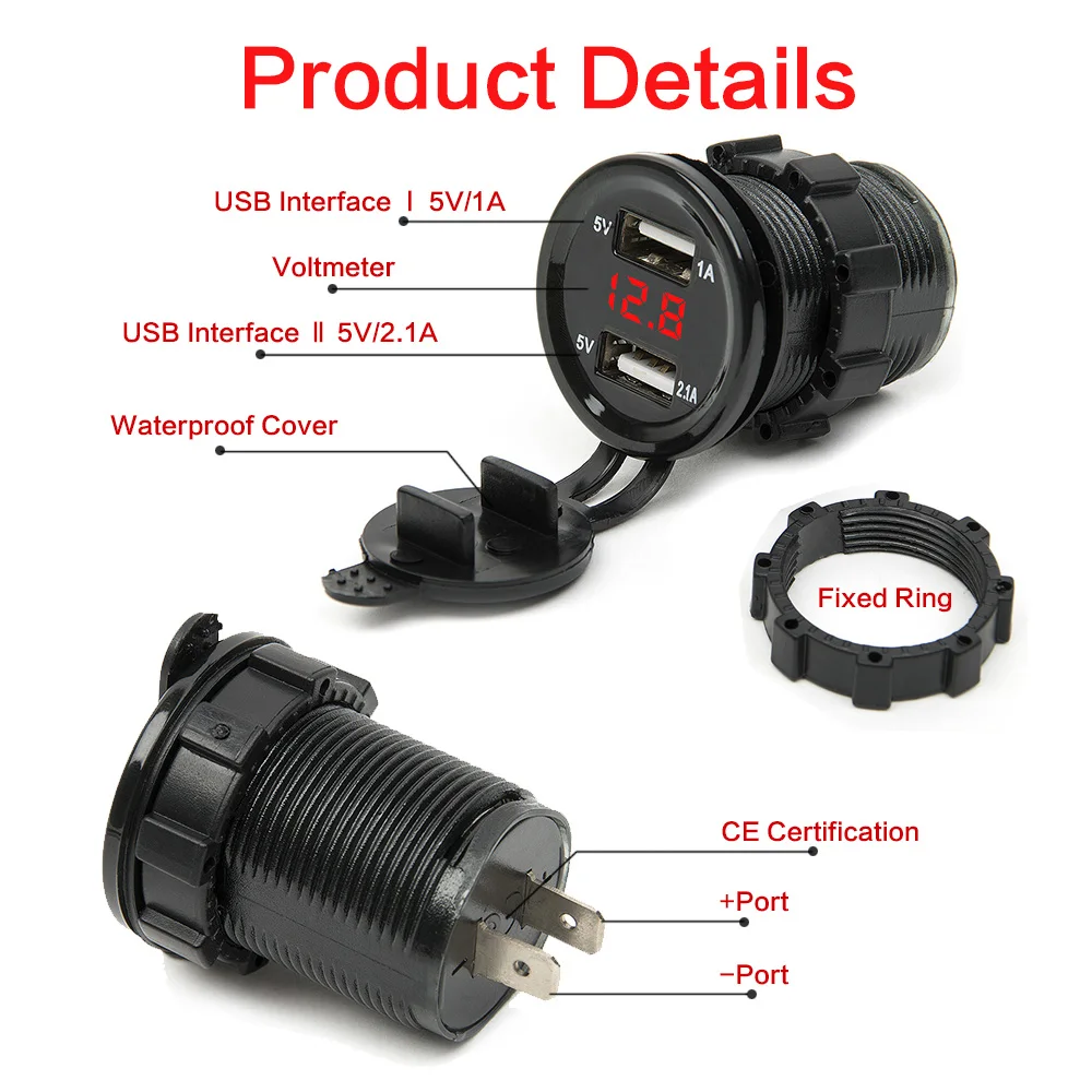 12 В двойной USB автомобильный электронный адаптер зарядного устройства гнездо