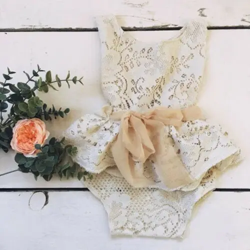 Одежда для малышей Кружевное боди без рукавов новорожденных девочек комбинезон