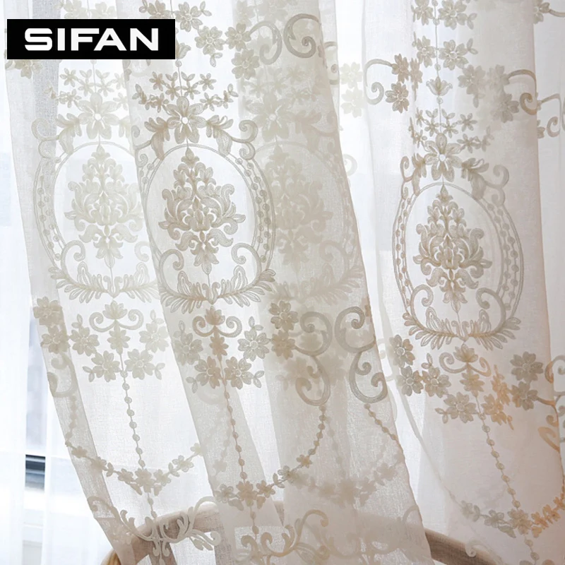 Европейские Белые вышитые занавески из вуали для спальни прозрачные Занавески