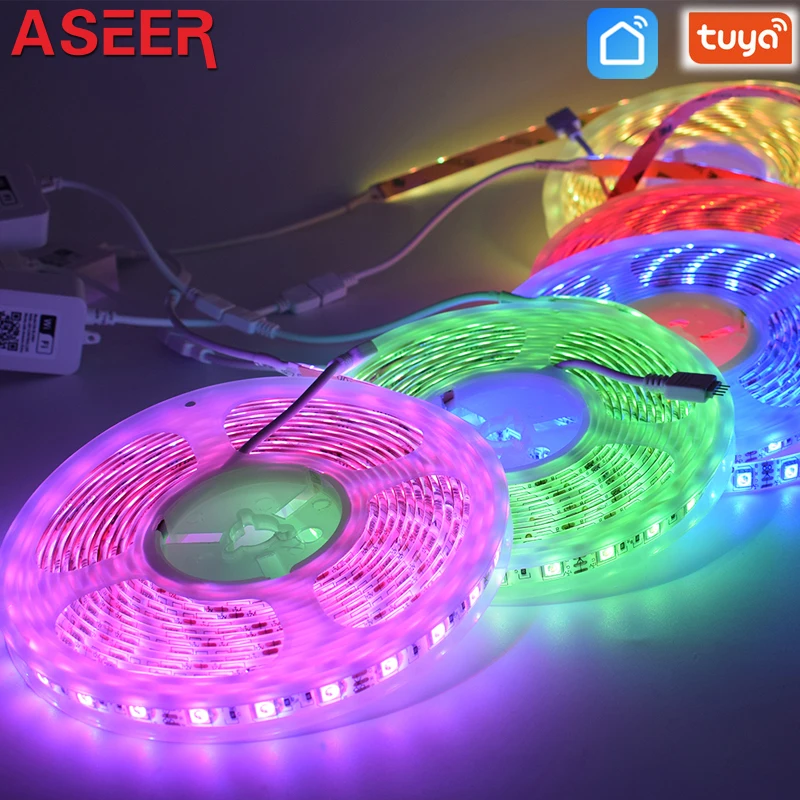 ASEER Светодиодная лента 5050 DC12V 60 светодиодный s/m гибкий светодиодный свет RGB RGBW 5050 Светодиодная лента 300 светодиодный s 5 м/лот, совместимый Alexa, Google Home, IFTTT