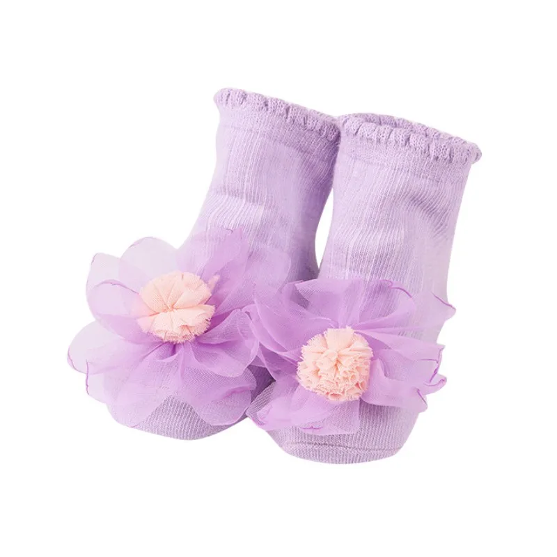 

by socks the wireless head double needle children's socks infant large flowers princess socks loose floor socks