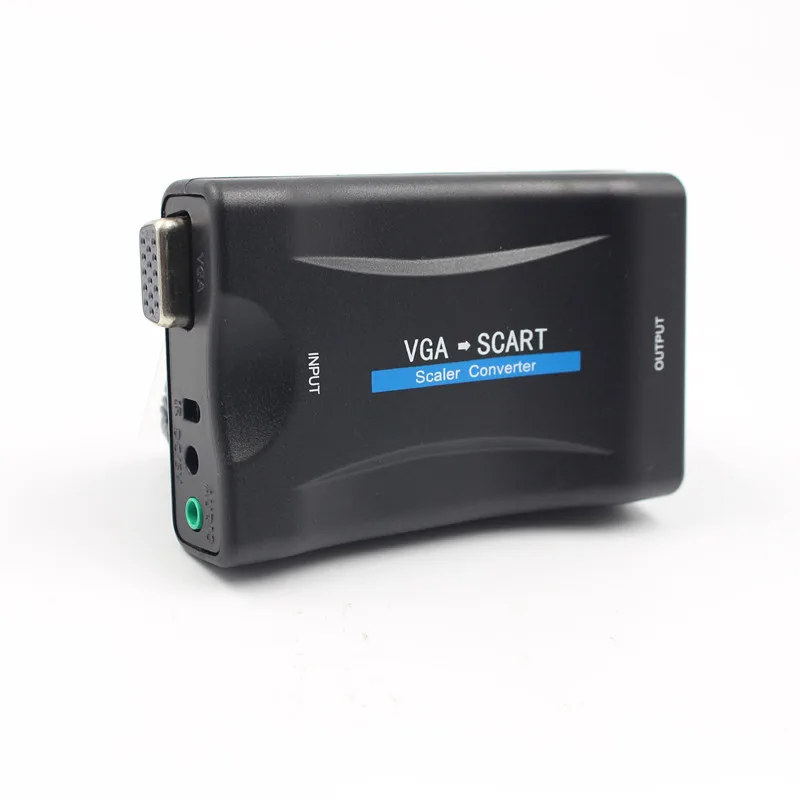VGA к SCART видео аудио конвертер адаптер с дистанционным управлением USB DC кабель