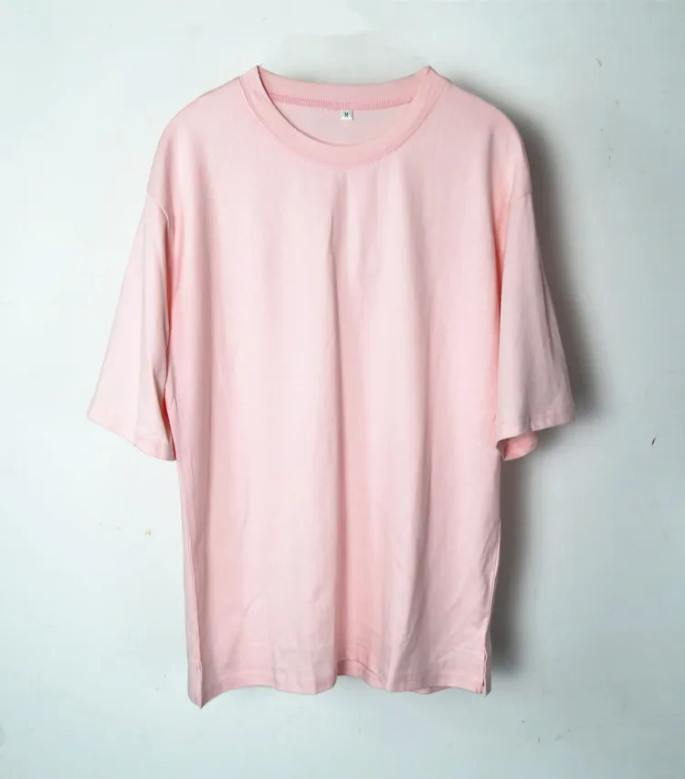 Футболка мужская хлопковая оверсайз рубашка в стиле панк рок хип хоп розовая