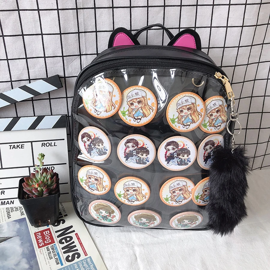 Прозрачные рюкзаки для женщин с милыми кошачьими ушками Ita Bookbags женские яркие