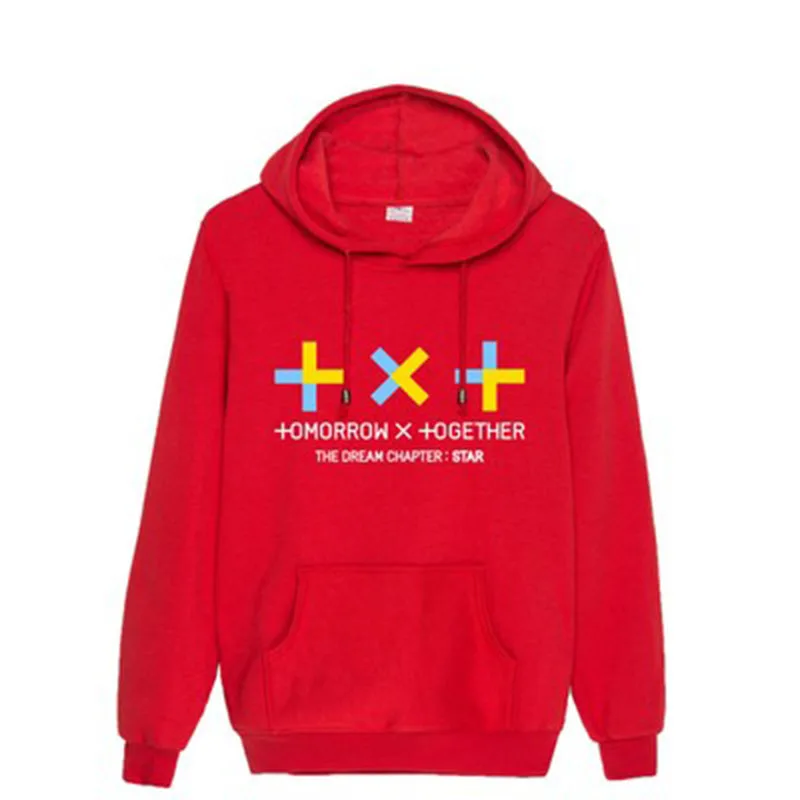red Txt концерт мечта глава Звезда альбом толстовки Harajuku завтра X вместе с капюшоном пуловер - Цвет: red