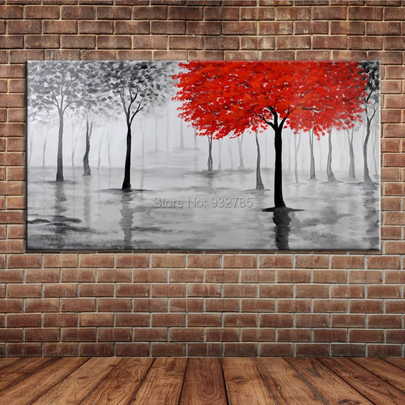 Modern Abstract Hand Painted Tree of Life Oil Painting Canvas Art Large Fabric Wall Mural Decoration for Bedroom(No frame ) | Дом и сад