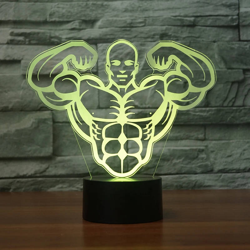 Аэробика мышцы сенсорная настольная лампа 7 цветов Изменение Настольная 3d лампы