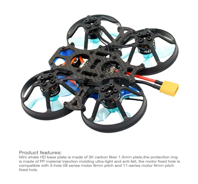 1 шт. SPCMAKER Mini Whale FPV гоночный Радиоуправляемый Дрон ультра светильник маленький 78 мм 1080P карта Запись 2-S RunCam ROBIN камера парящая