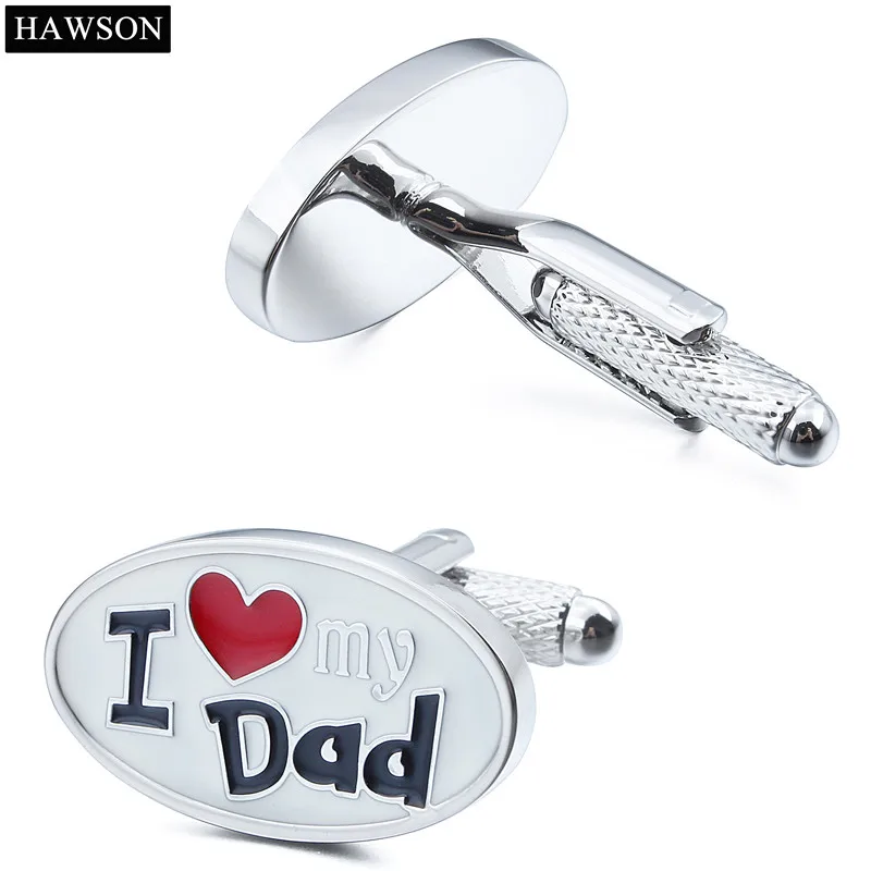 Запонки с эмалью HAWSON надпись I Love My Dad овальной формы лучший подарок для отца|cuff