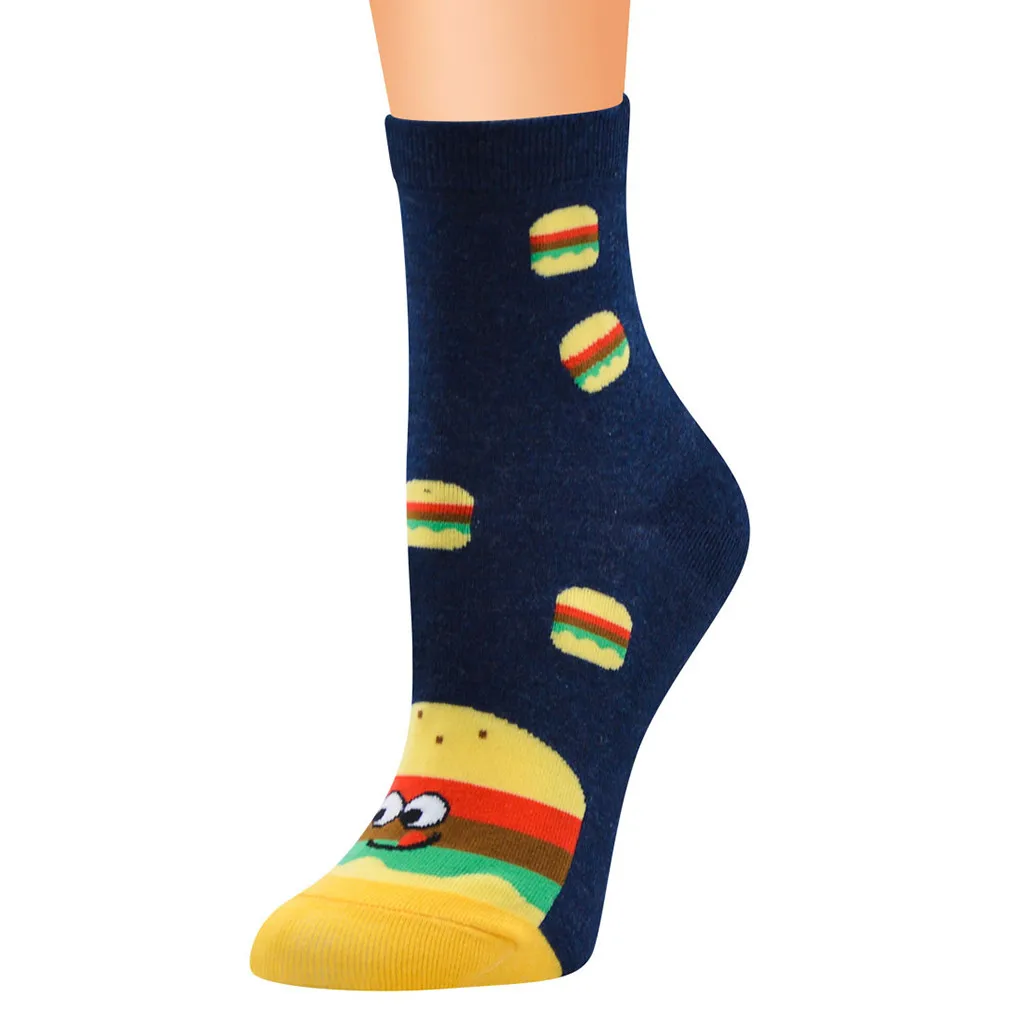 1 Pairs Women Cute Cartoon Printing Pattern Ladies Socks Tube Girls Comfort Causal Cotton Socks calcetines mujer divertido