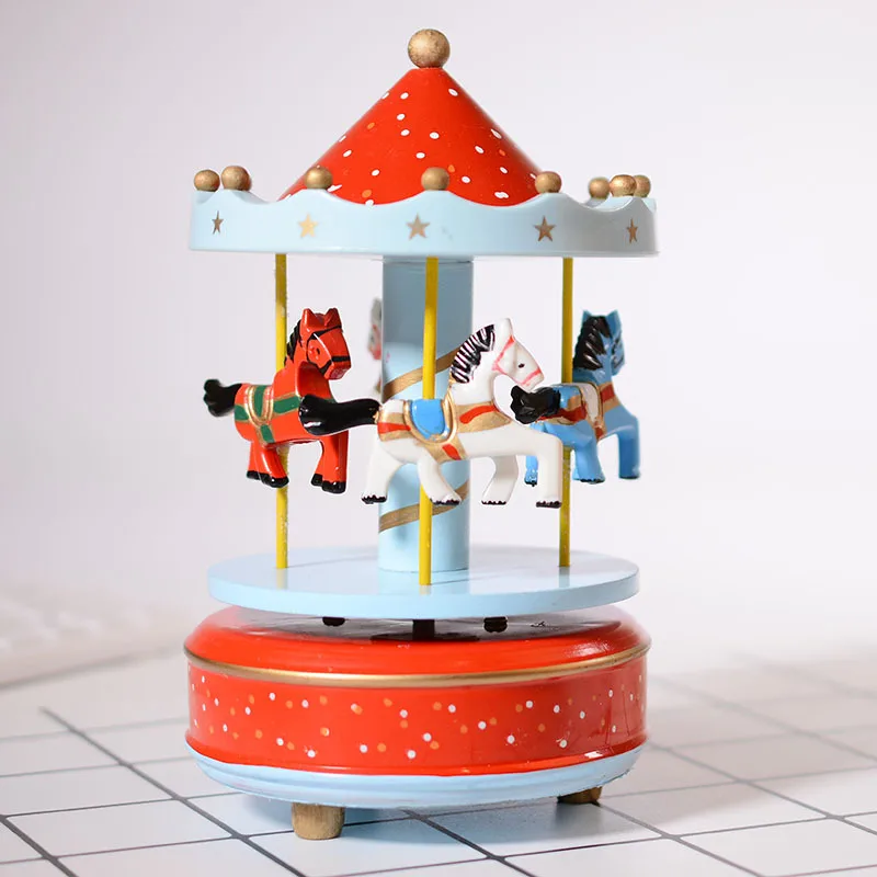Little red Европейская мечта музыкальная карусель коробка подарки на год креативные деревянные поделки РОЖДЕСТВЕНСКИЕ подарки на день рождения домашние декоративные предметы - Цвет: Little red