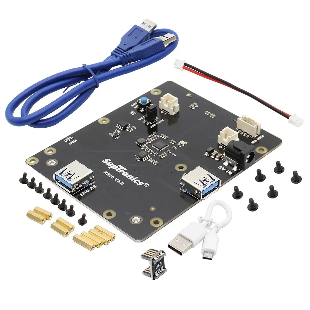 Raspberry Pi X820 V3.0 Плата расширения поддерживает 4 ТБ 2,5-жесткий диск SATA USB 3,0 для Raspberry Pi 3 Model B+, 3B, 2B, B - Цвет: Bundle1