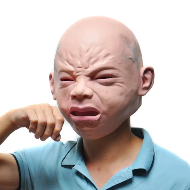 Novelty Latex Rubber Creepy Cry Baby Face Head Mask Halloween Party Costume Decorations