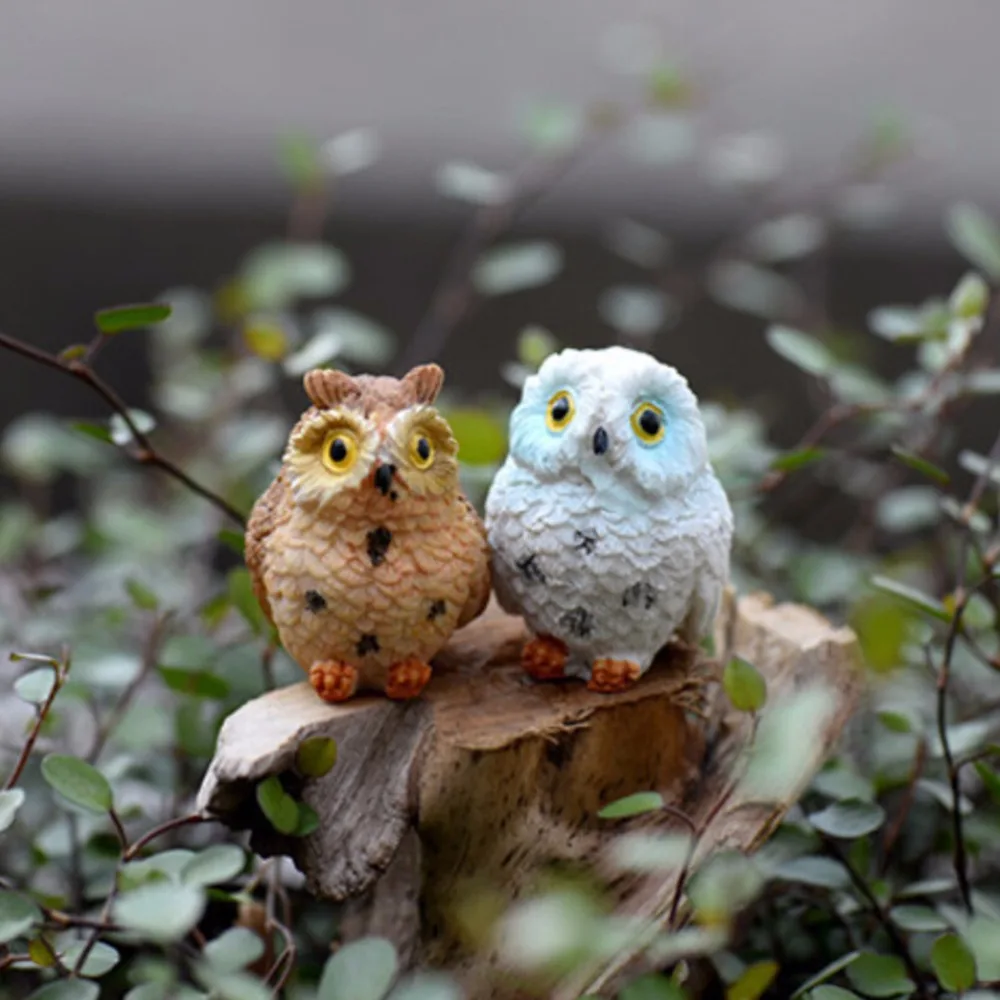 

1 Pcs Night Owl Figures Miniature Figurine for mini fairy garden Aquarium fish tank animal statue resin craft