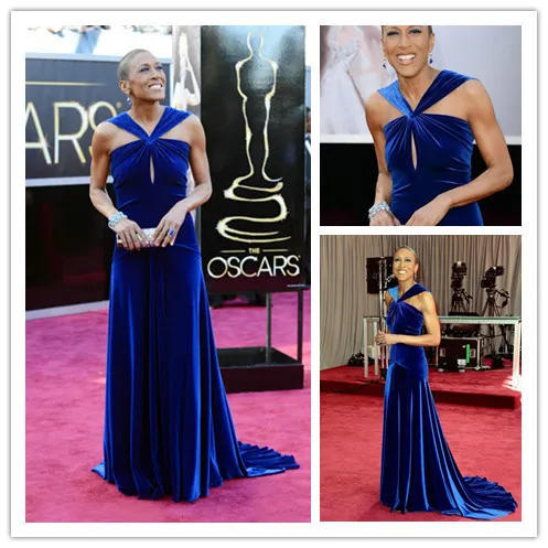 Unique Dark Royal Blue V neck Celebrity Dresses Robin Roberts Academy Awards 2013 Red Carpet|carpet shears|carpet paintingdresses pattern |