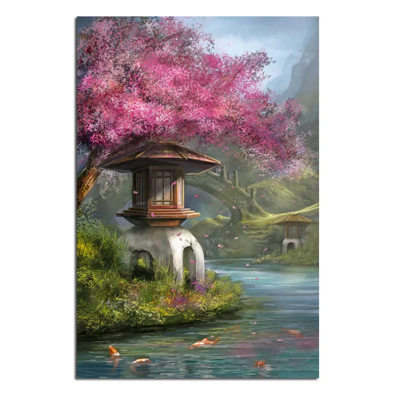 

Tree Bridge Fish Full Drill Embroidery Square/round 5d Diamond Cross Stitch Fashion Diamond Mosaic Pictures