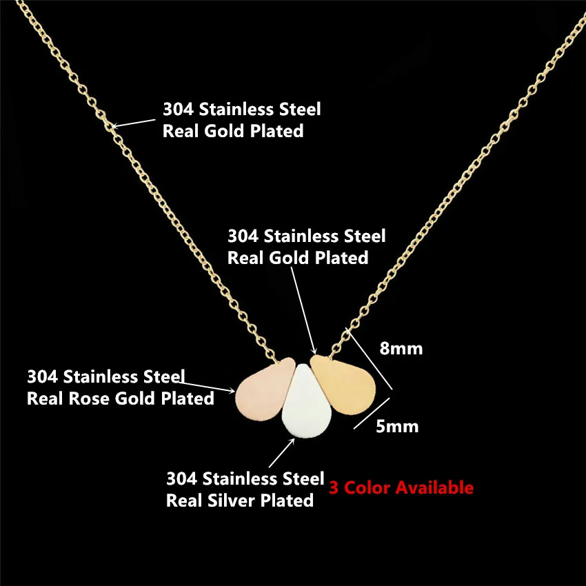 

Wholesale 10pcs/lot Simple Water Drop Teardrop Pendant Necklace Women Jewelry Stainless Steel Chain Collares Largos De Moda
