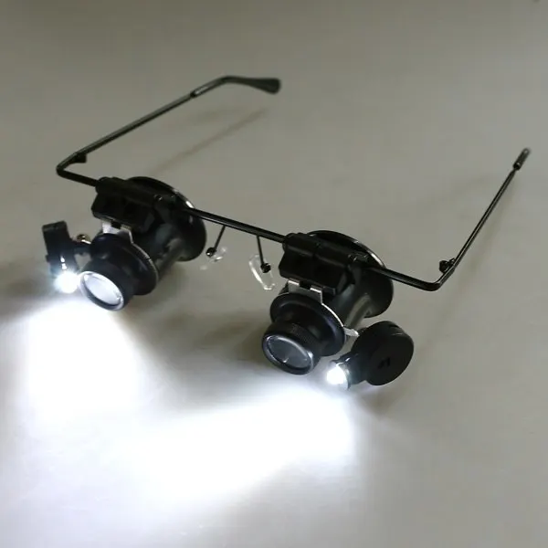 20X LED двойной глаз Ремонт лупа очки Мини Лупа Объектив увеличительное стекло с