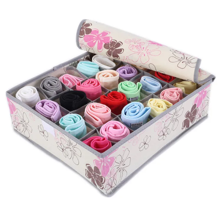 Flower MICCK 24 Сетки бытовой Органайзер для нижнего белья ящик для хранения ящиков шкафы пояс и чулки Галстуки-шарфы органайзеры коробки с крышкой - Цвет: Flower
