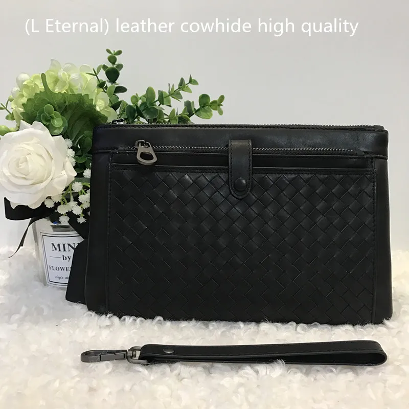 

Мужской клатч из натуральной воловьей кожи, ручная вязаная сумка на молнии, многофункциональная внутренняя сумка для кредитных карт, 2019