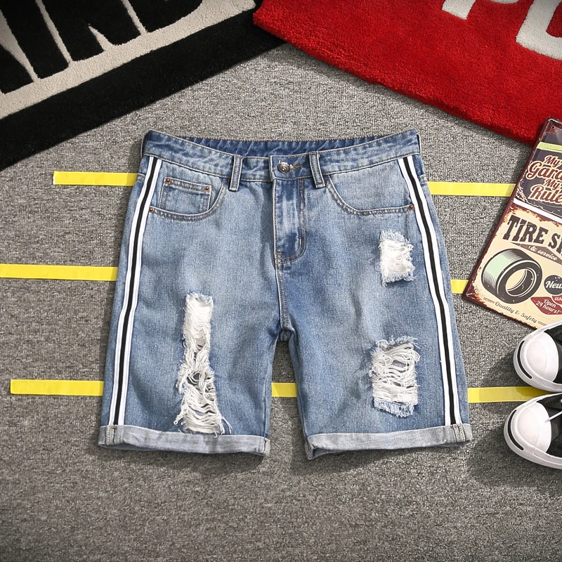 

shorts men jeans summer new large size 5xl men's scratch hole denim shorts hommes plus size men